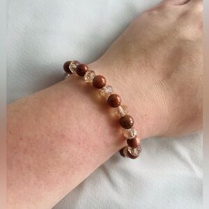 Handmade Shimmering Gold Sandstone & Champagne Faceted Bracelet